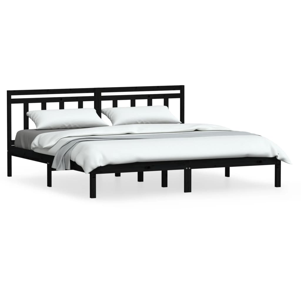 Cadre de lit sans matelas noir bois massif 200x200 cm - XIOS