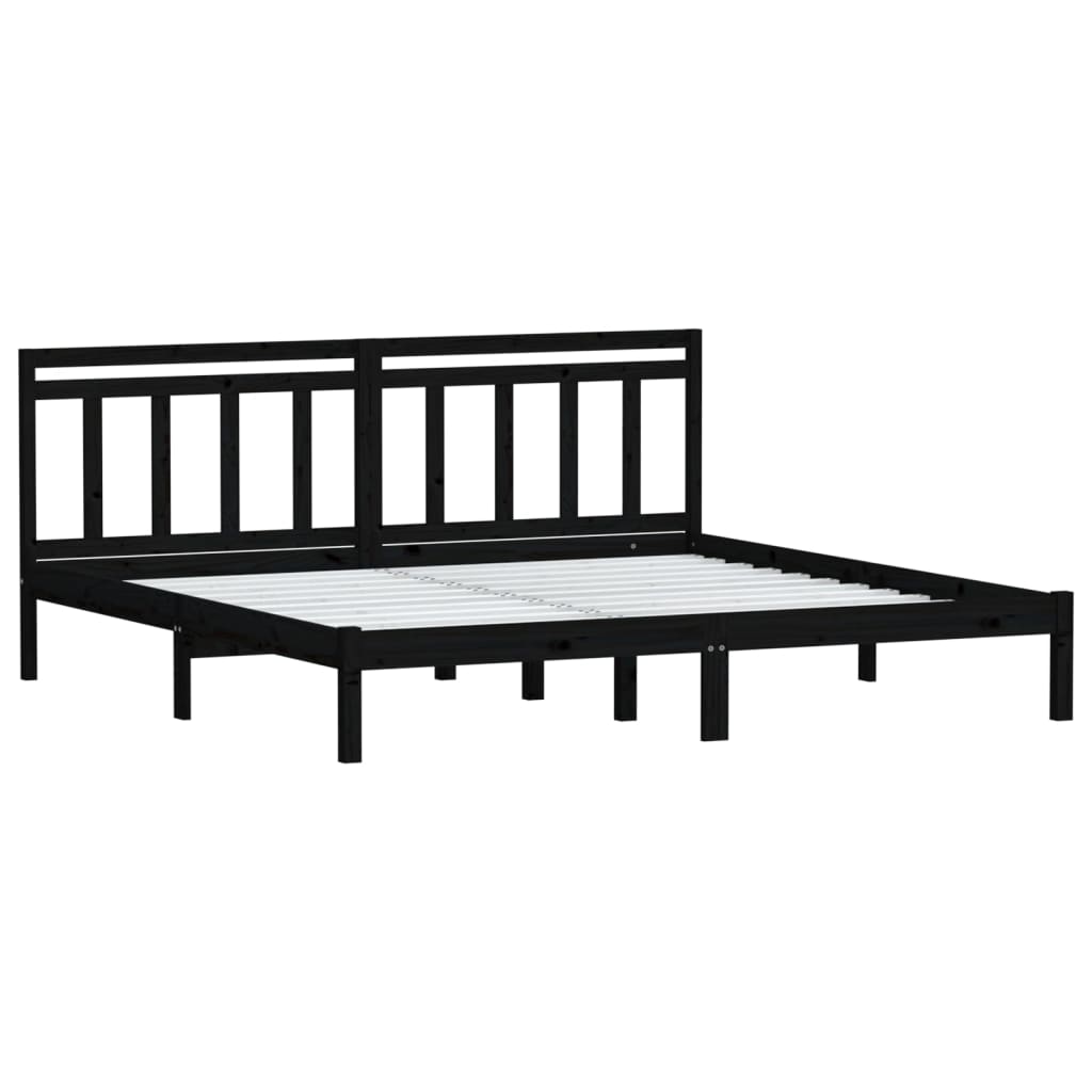 Cadre de lit sans matelas noir bois massif 200x200 cm - XIOS