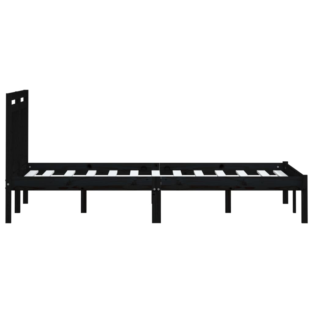 Cadre de lit sans matelas noir bois massif 200x200 cm - XIOS