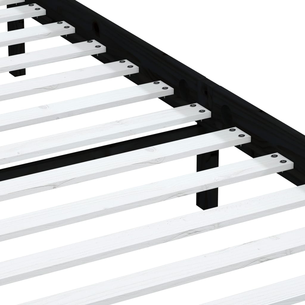 Cadre de lit sans matelas noir bois massif 200x200 cm - XIOS