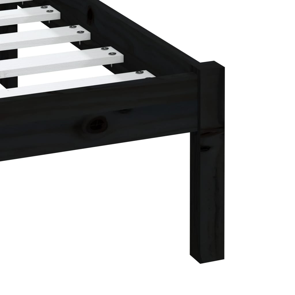Cadre de lit sans matelas noir bois massif 200x200 cm - XIOS