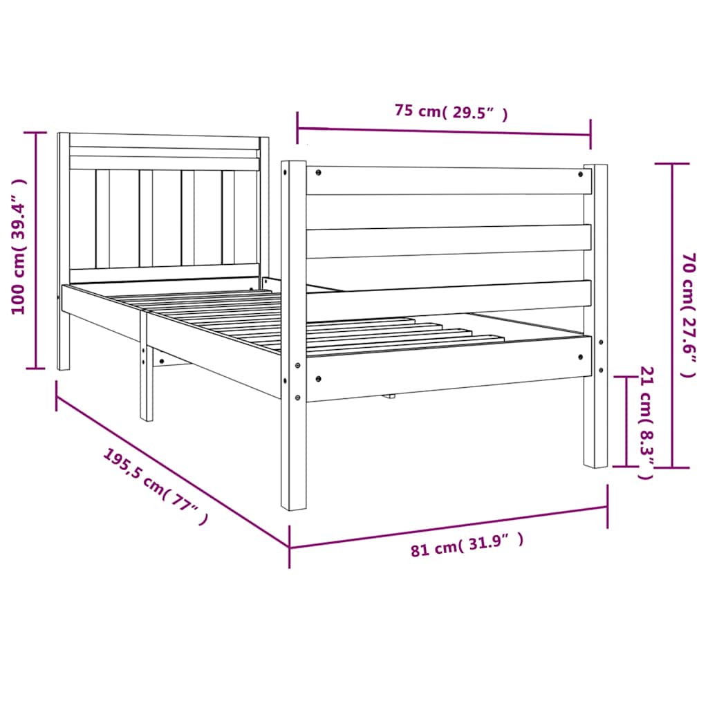 Cadre de lit sans matelas bois massif - XIOS