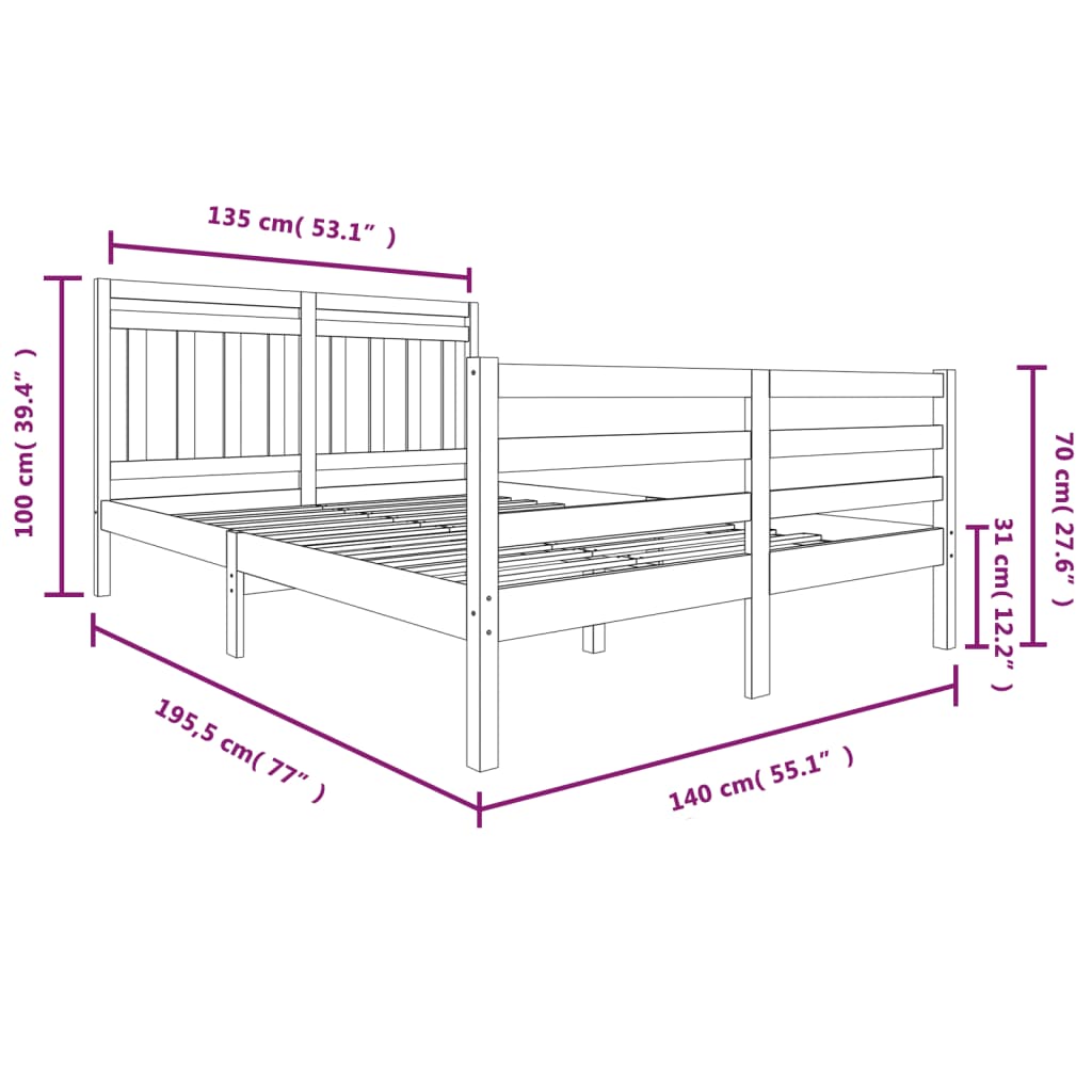 Cadre de lit sans matelas bois massif - XIOS