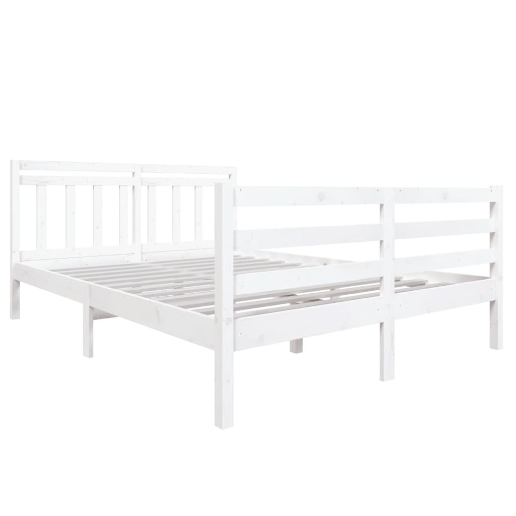 Cadre de lit sans matelas blanc bois massif - XIOS