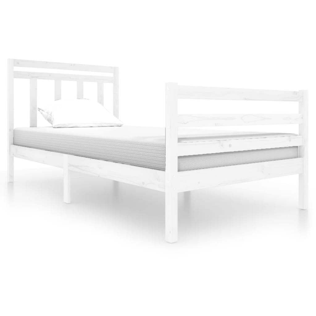 Cadre de lit sans matelas blanc bois massif 100x200 cm - XIOS