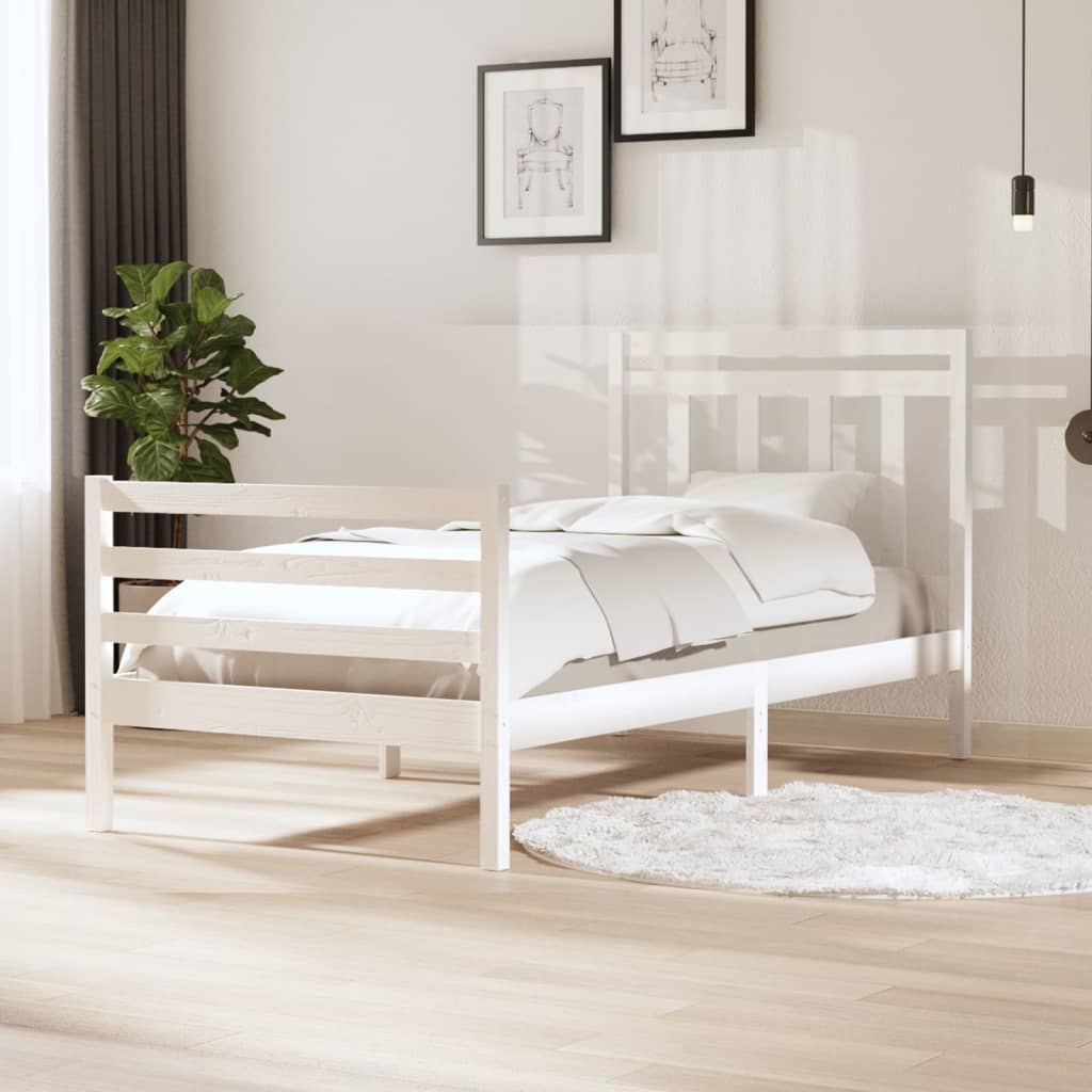 Cadre de lit sans matelas blanc bois massif 100x200 cm - XIOS