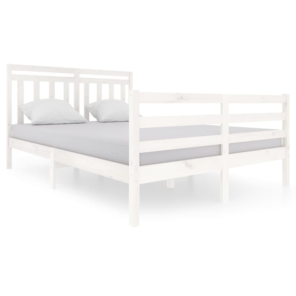 Cadre de lit sans matelas blanc bois massif 140x200 cm - XIOS