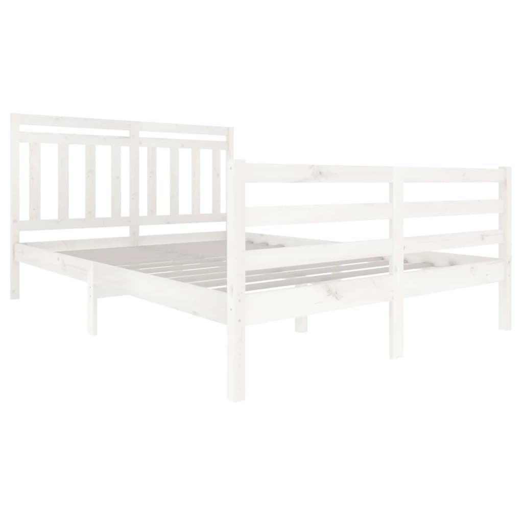 Cadre de lit sans matelas blanc bois massif 140x200 cm - XIOS