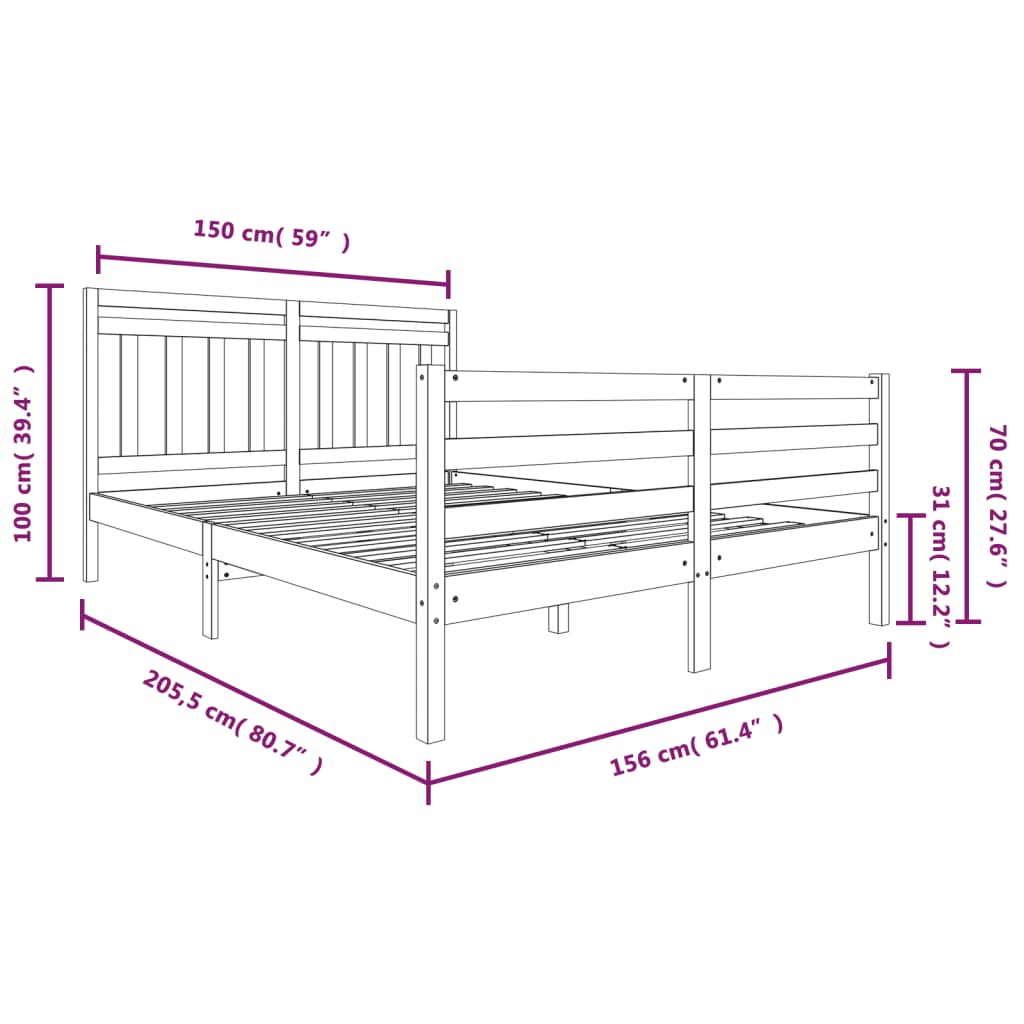 Cadre de lit sans matelas bois massif - XIOS