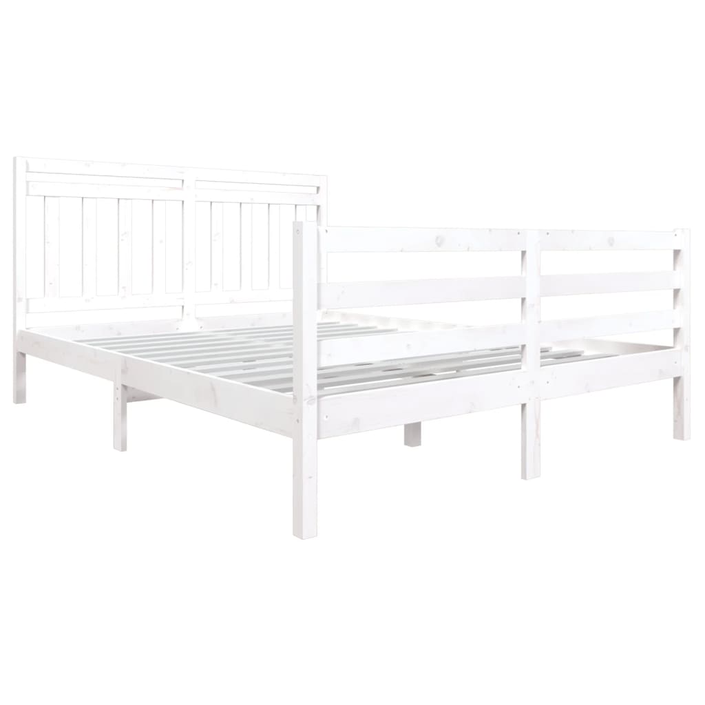 Cadre de lit sans matelas blanc bois de pin massif - XIOS