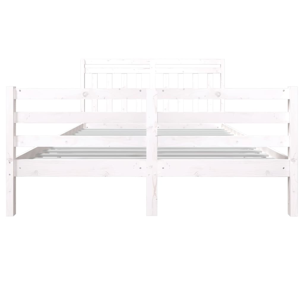 Cadre de lit sans matelas blanc bois de pin massif - XIOS