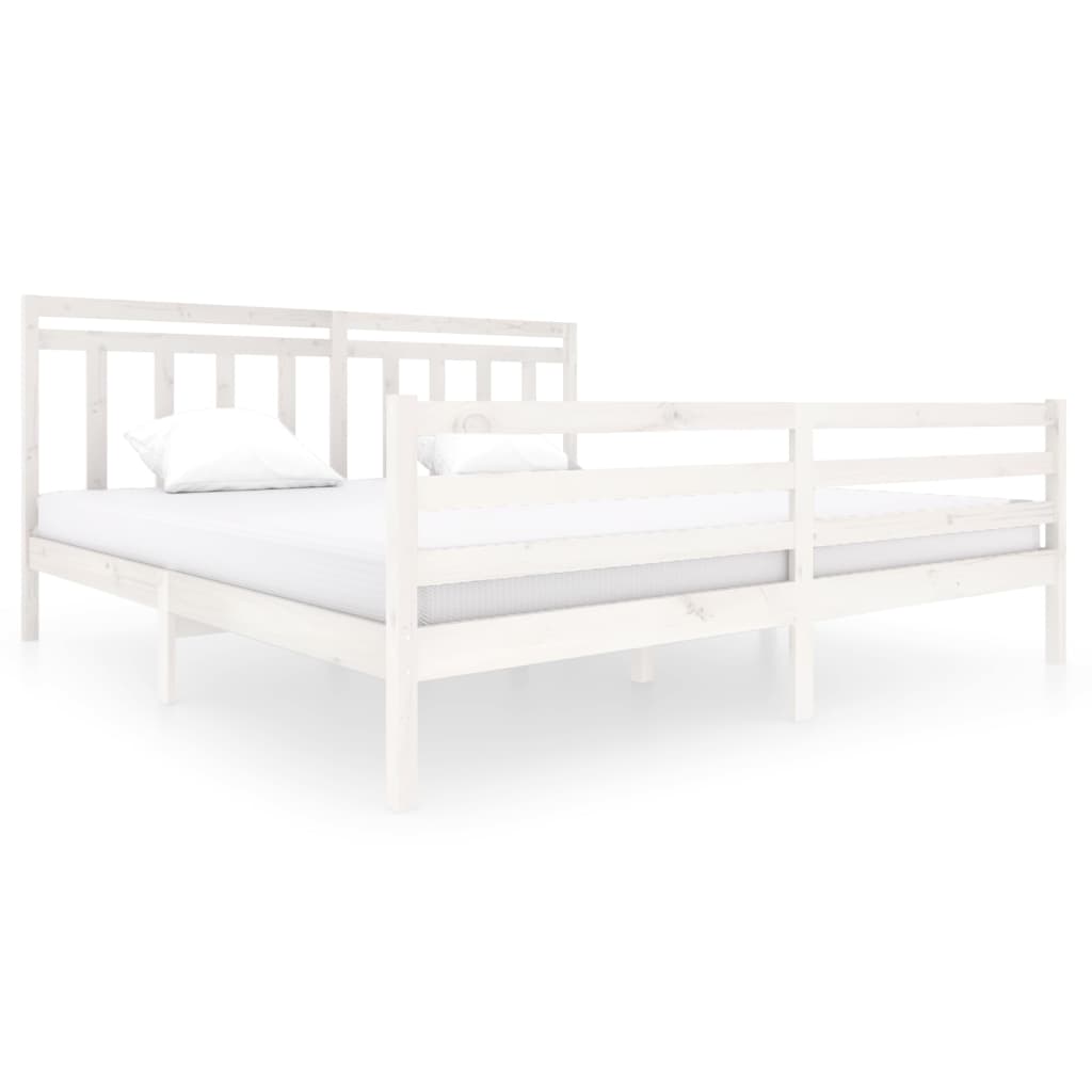 Cadre de lit sans matelas blanc bois massif 200x200 cm - XIOS