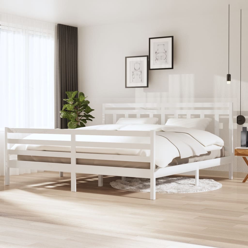 Cadre de lit sans matelas blanc bois massif 200x200 cm - XIOS