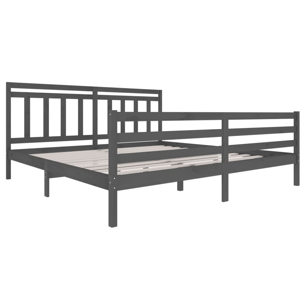 Cadre de lit sans matelas gris bois massif 200x200 cm - XIOS