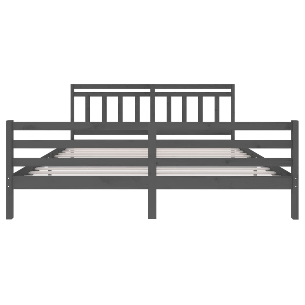 Cadre de lit sans matelas gris bois massif 200x200 cm - XIOS