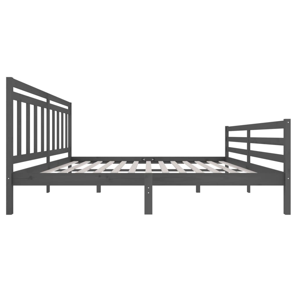 Cadre de lit sans matelas gris bois massif 200x200 cm - XIOS