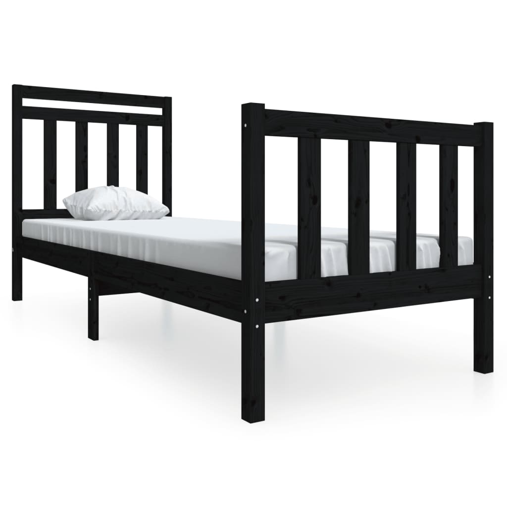Cadre de lit sans matelas noir bois massif - XIOS