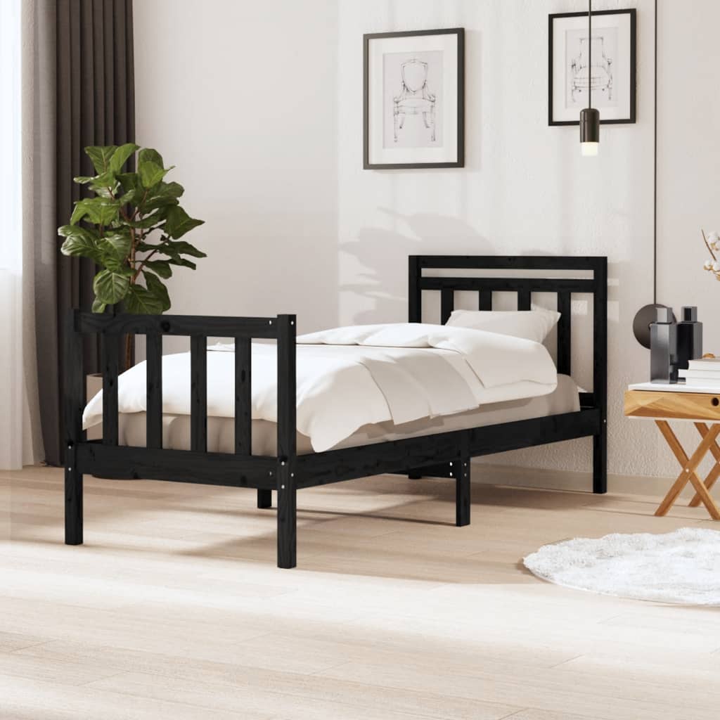 Cadre de lit sans matelas noir bois massif - XIOS