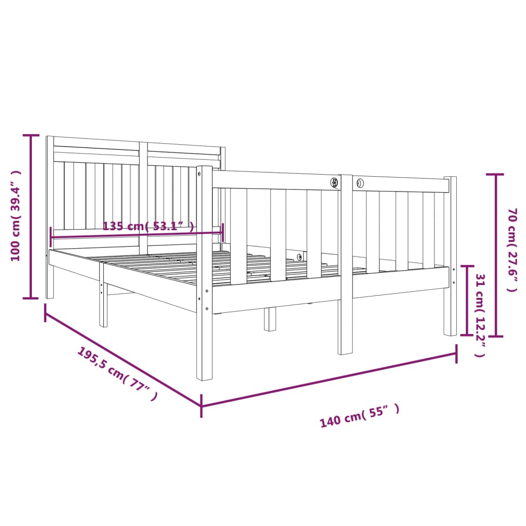 Cadre de lit sans matelas bois massif - XIOS