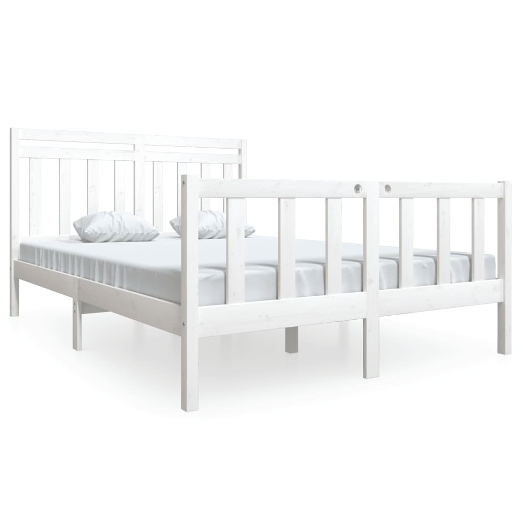 Cadre de lit sans matelas blanc bois massif 140x190 cm - XIOS