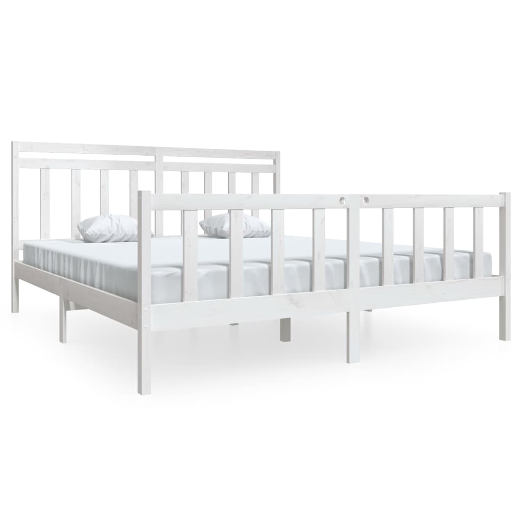 Cadre de lit sans matelas blanc bois massif - XIOS