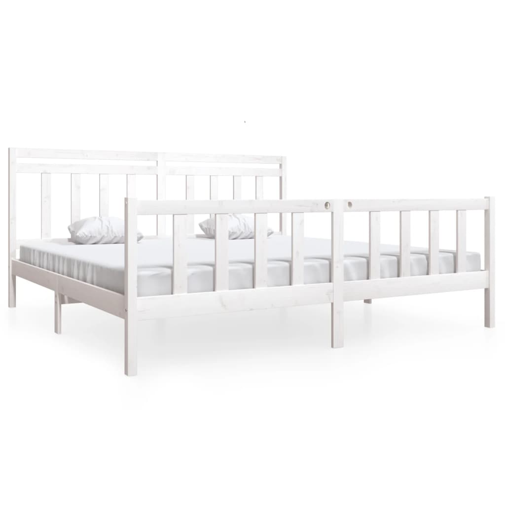 Cadre de lit sans matelas blanc bois massif 200x200 cm - XIOS