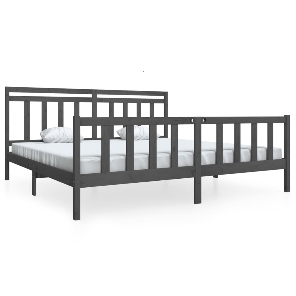 Cadre de lit sans matelas gris bois massif 200x200 cm - XIOS