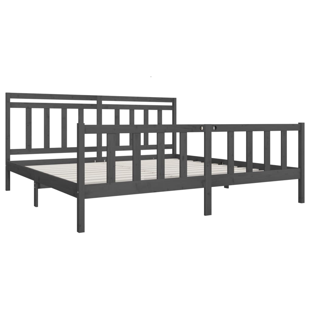 Cadre de lit sans matelas gris bois massif 200x200 cm - XIOS
