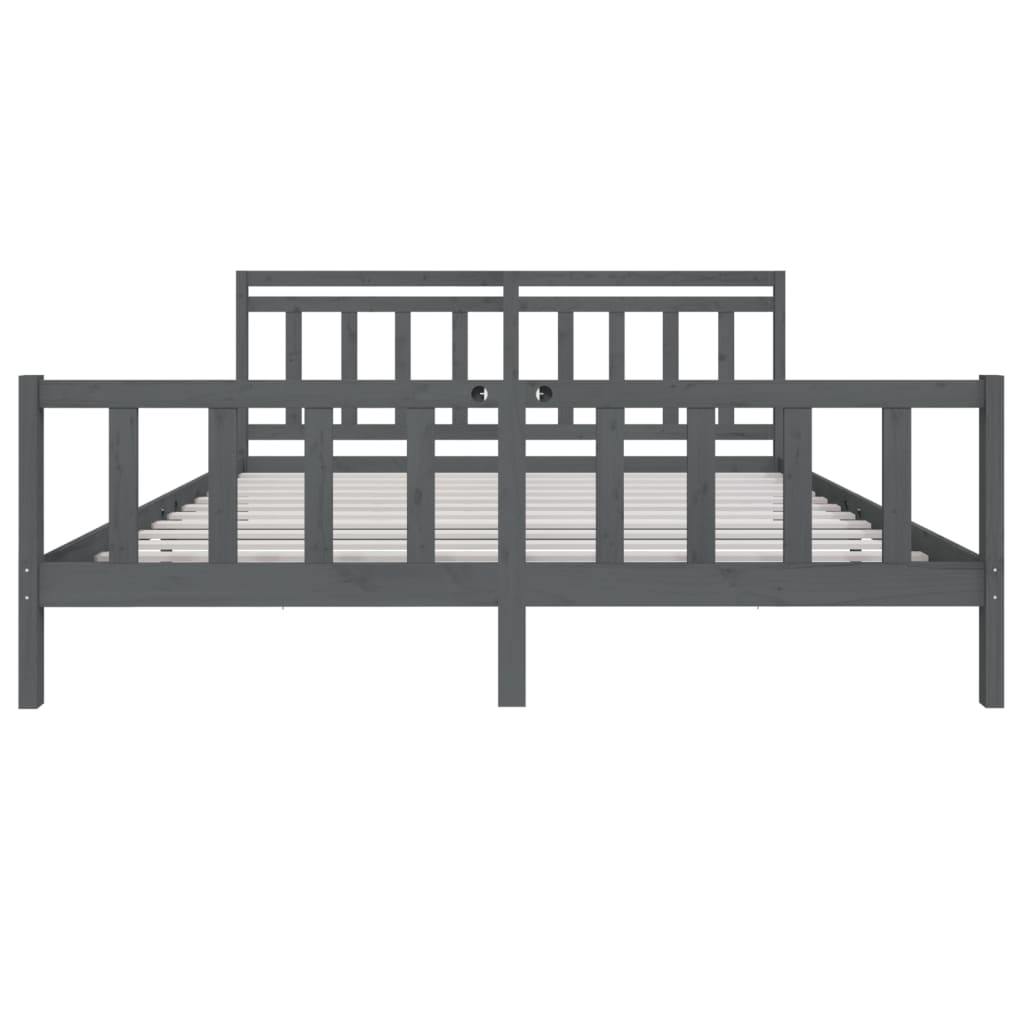 Cadre de lit sans matelas gris bois massif 200x200 cm - XIOS