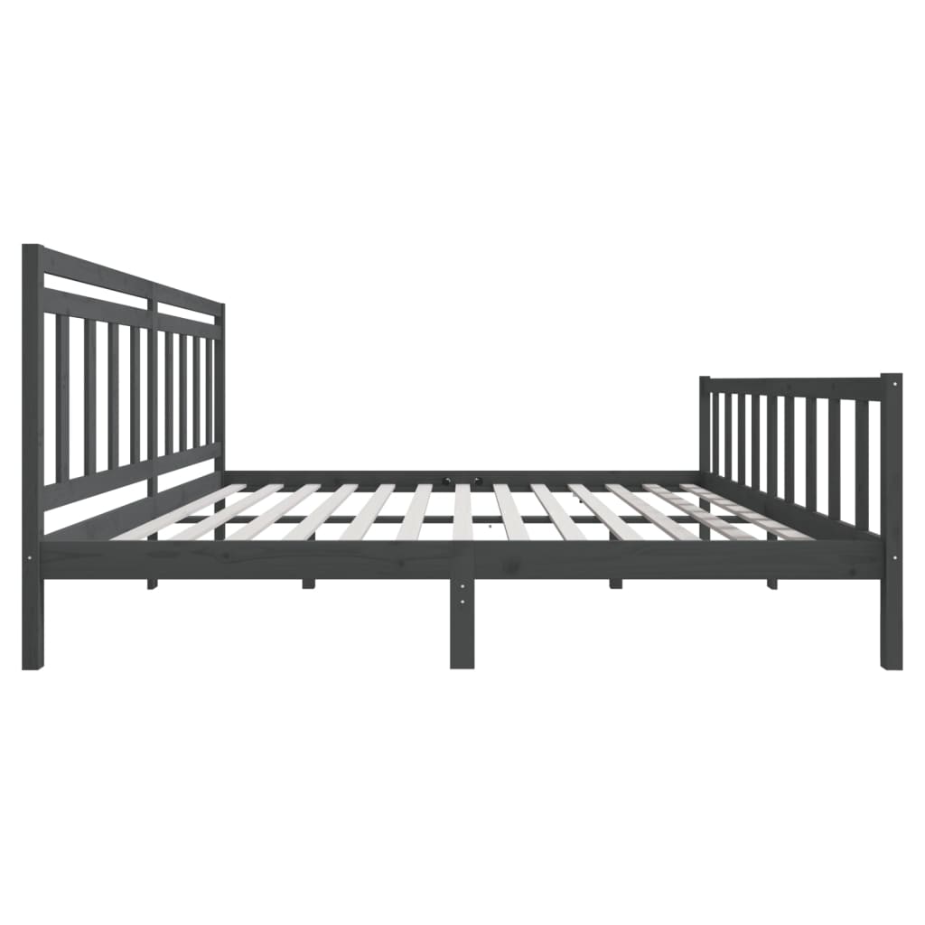 Cadre de lit sans matelas gris bois massif 200x200 cm - XIOS