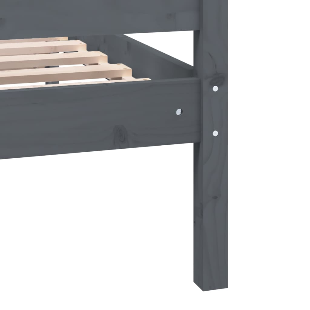 Cadre de lit sans matelas gris bois massif 200x200 cm - XIOS