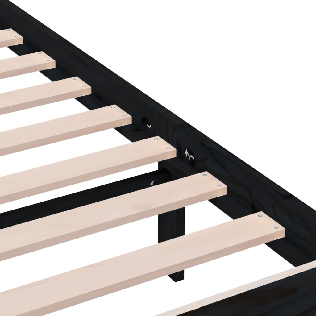 Cadre de lit sans matelas noir bois massif 200x200 cm - XIOS