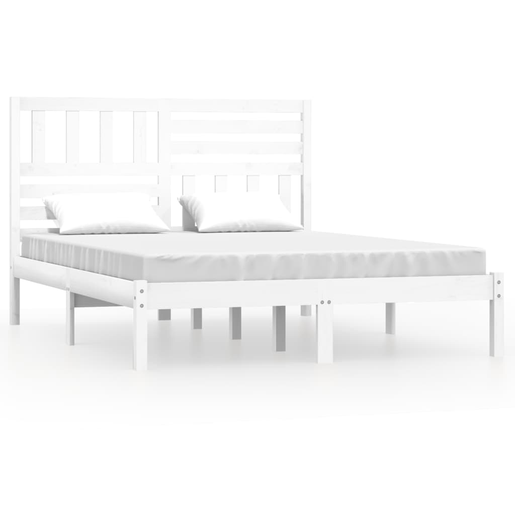Cadre de lit sans matelas blanc bois de pin massif 140x190 cm - XIOS