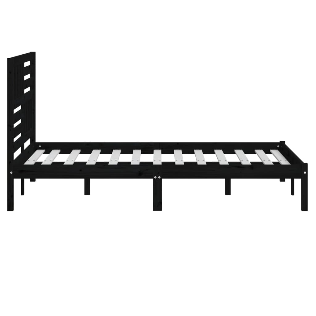 Cadre de lit sans matelas noir bois de pin massif 140x190 cm - XIOS