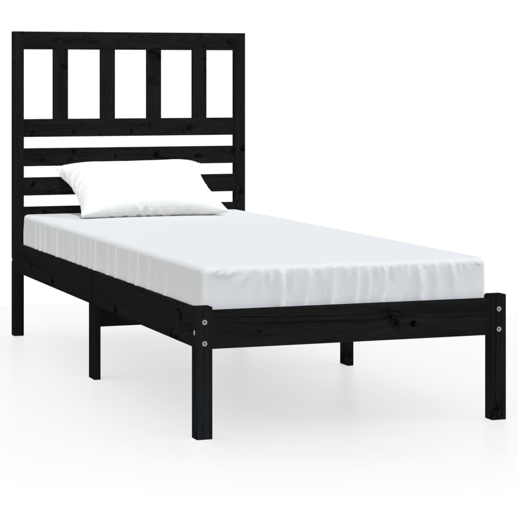 Cadre de lit sans matelas noir bois massif de pin 100x200 cm - XIOS