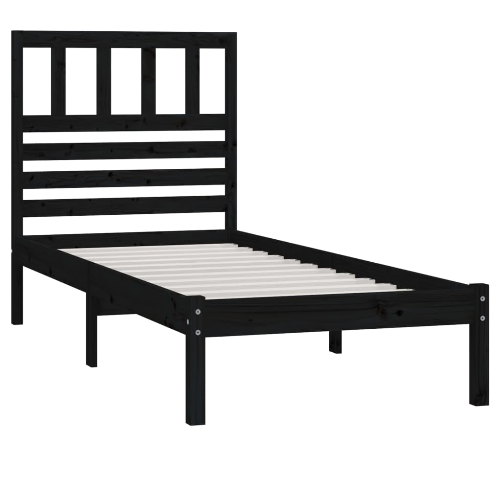 Cadre de lit sans matelas noir bois massif de pin 100x200 cm - XIOS