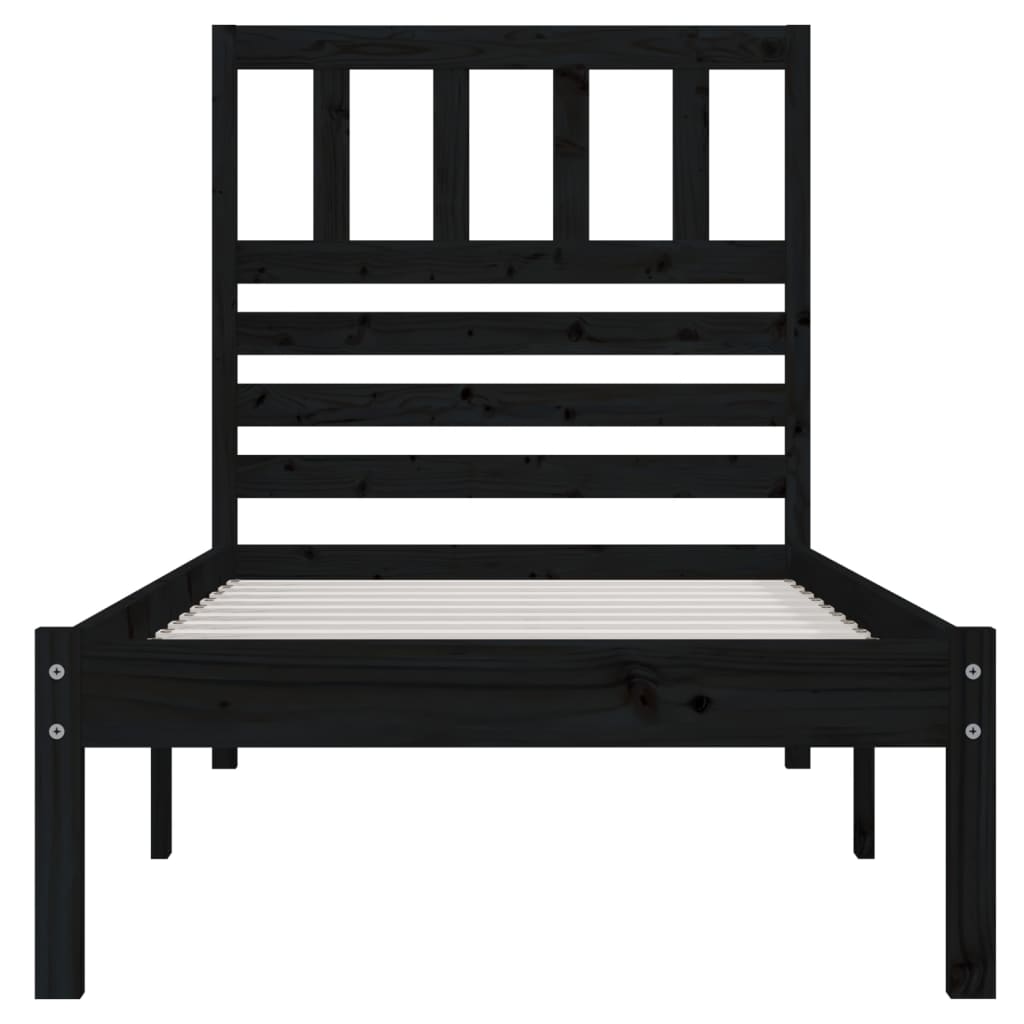 Cadre de lit sans matelas noir bois massif de pin 100x200 cm - XIOS