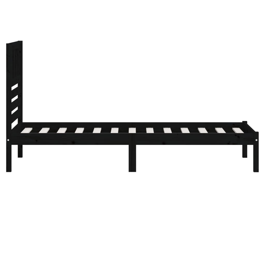 Cadre de lit sans matelas noir bois massif de pin 100x200 cm - XIOS