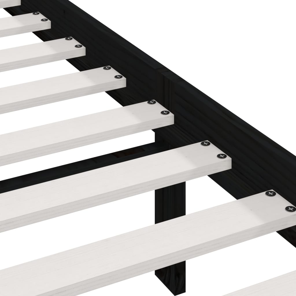 Cadre de lit sans matelas noir bois massif de pin 100x200 cm - XIOS