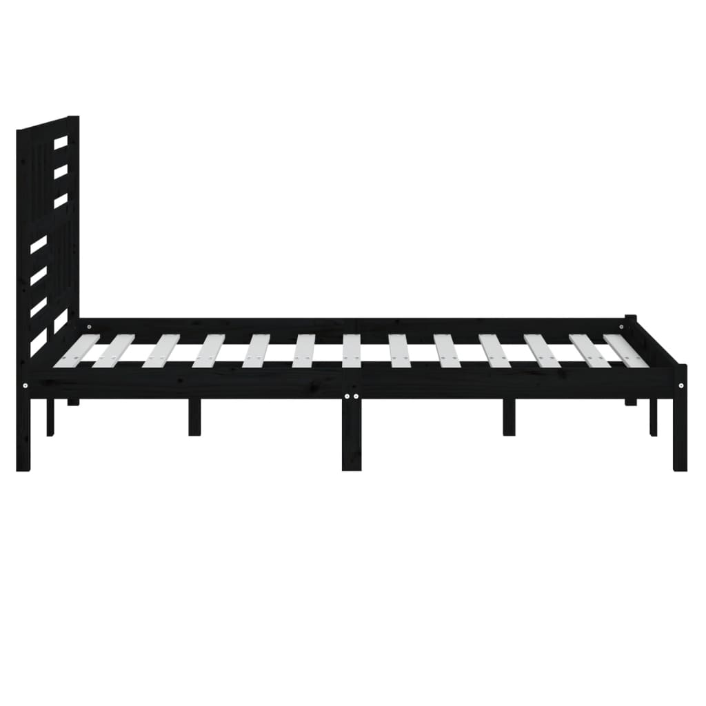 Cadre de lit sans matelas noir 150x200 cm bois de pin massif - XIOS