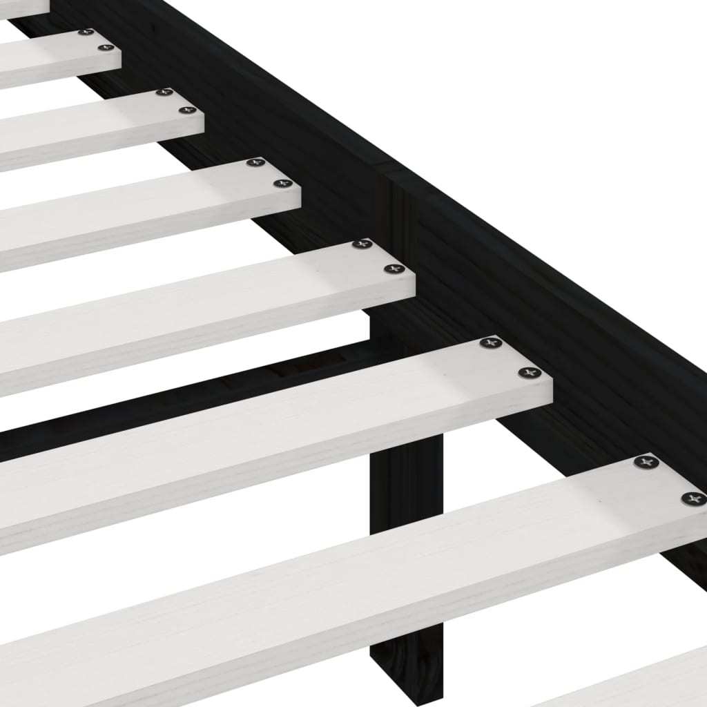 Cadre de lit sans matelas noir 150x200 cm bois de pin massif - XIOS