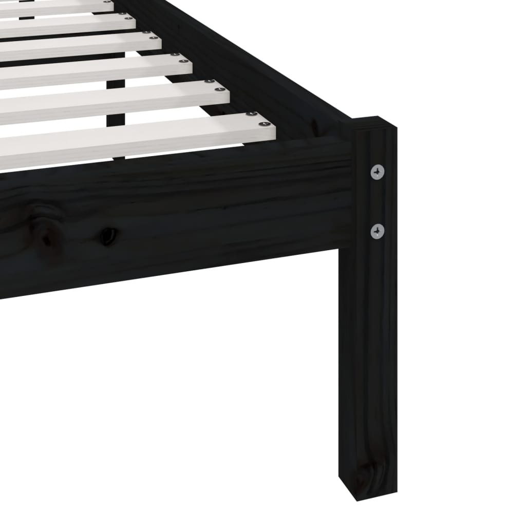 Cadre de lit sans matelas noir 150x200 cm bois de pin massif - XIOS