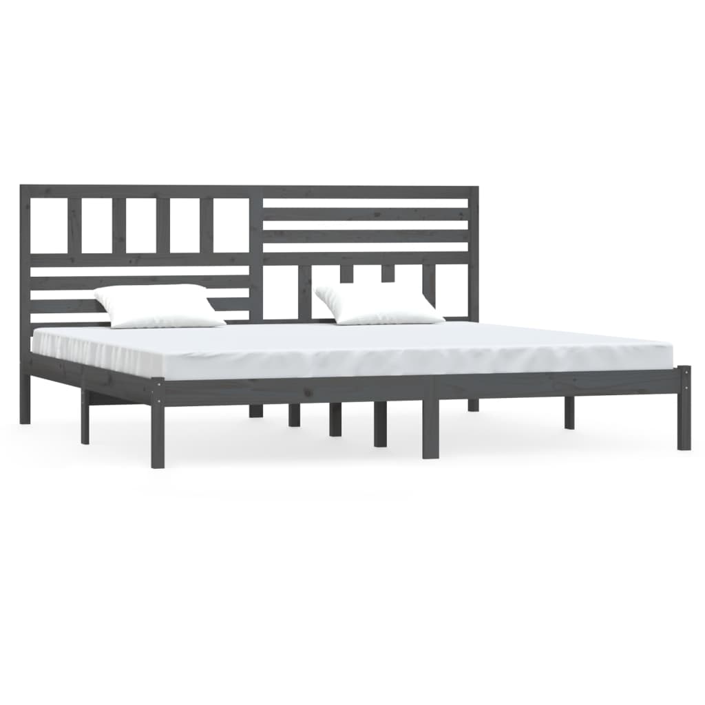 Cadre de lit sans matelas bois massif de pin gris 200x200 cm - XIOS
