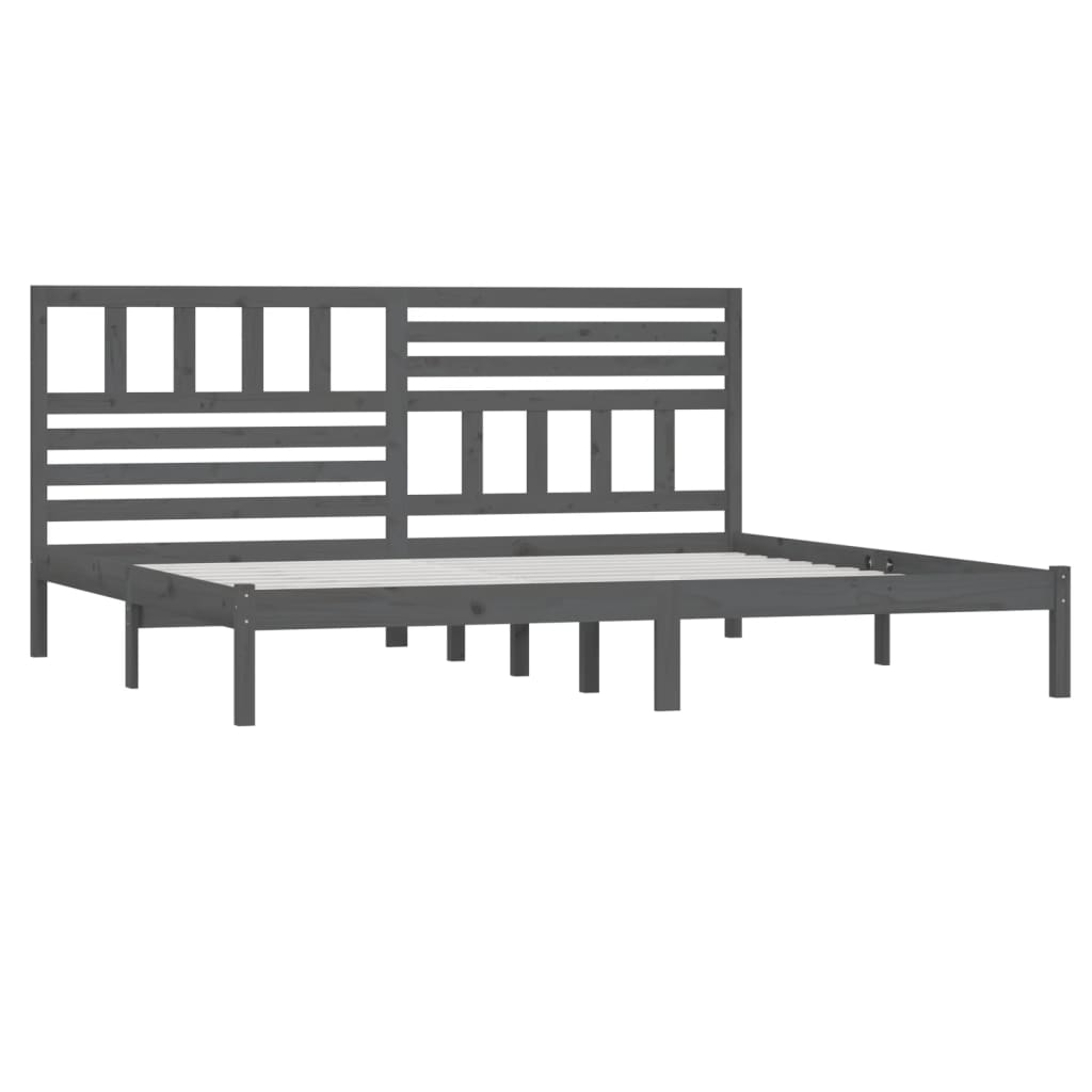 Cadre de lit sans matelas bois massif de pin gris 200x200 cm - XIOS