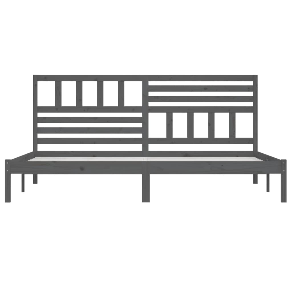 Cadre de lit sans matelas bois massif de pin gris 200x200 cm - XIOS