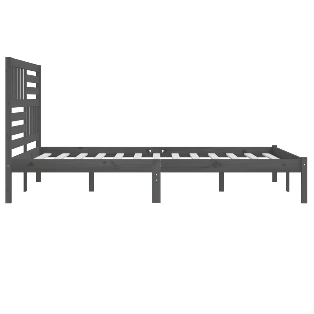 Cadre de lit sans matelas bois massif de pin gris 200x200 cm - XIOS