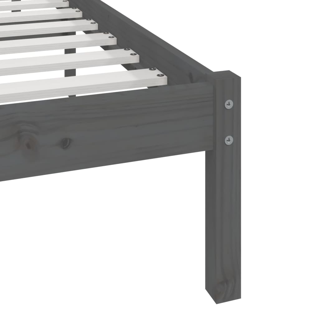 Cadre de lit sans matelas bois massif de pin gris 200x200 cm - XIOS