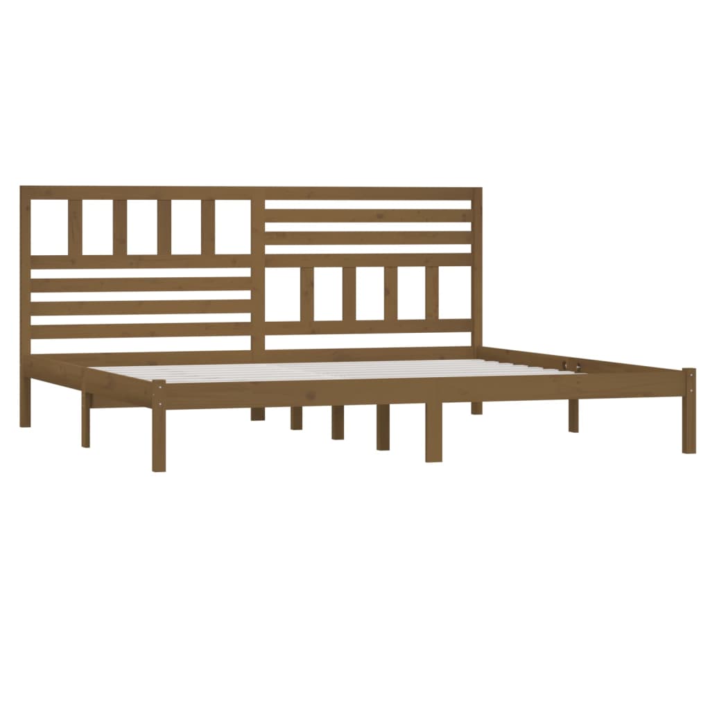 Cadre de lit sans matelas marron miel bois pin massif 200x200cm - XIOS