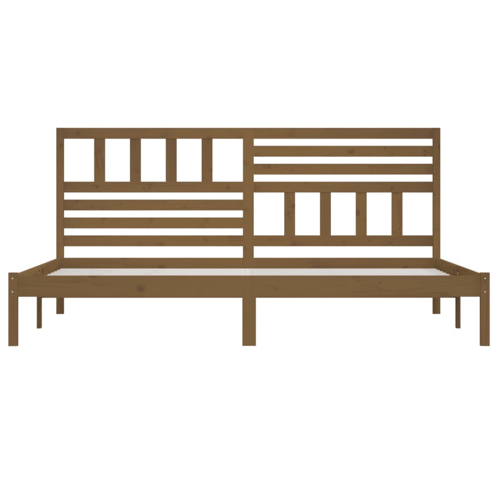 Cadre de lit sans matelas marron miel bois pin massif 200x200cm - XIOS
