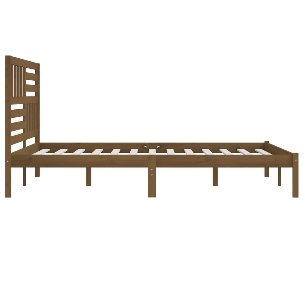 Cadre de lit sans matelas marron miel bois pin massif 200x200cm - XIOS